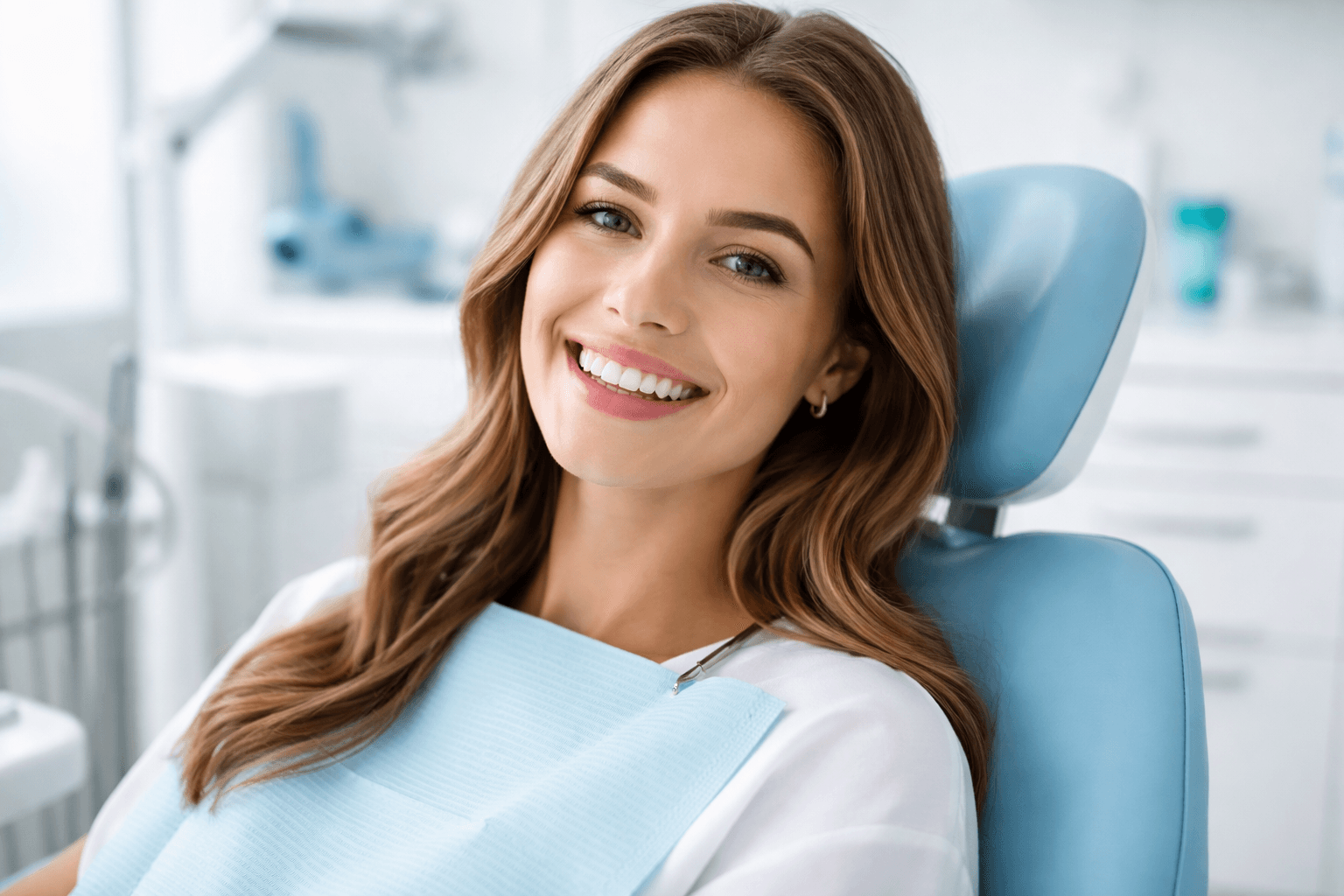 Happy patient with a bright smile at BrightSmile Dental Studio